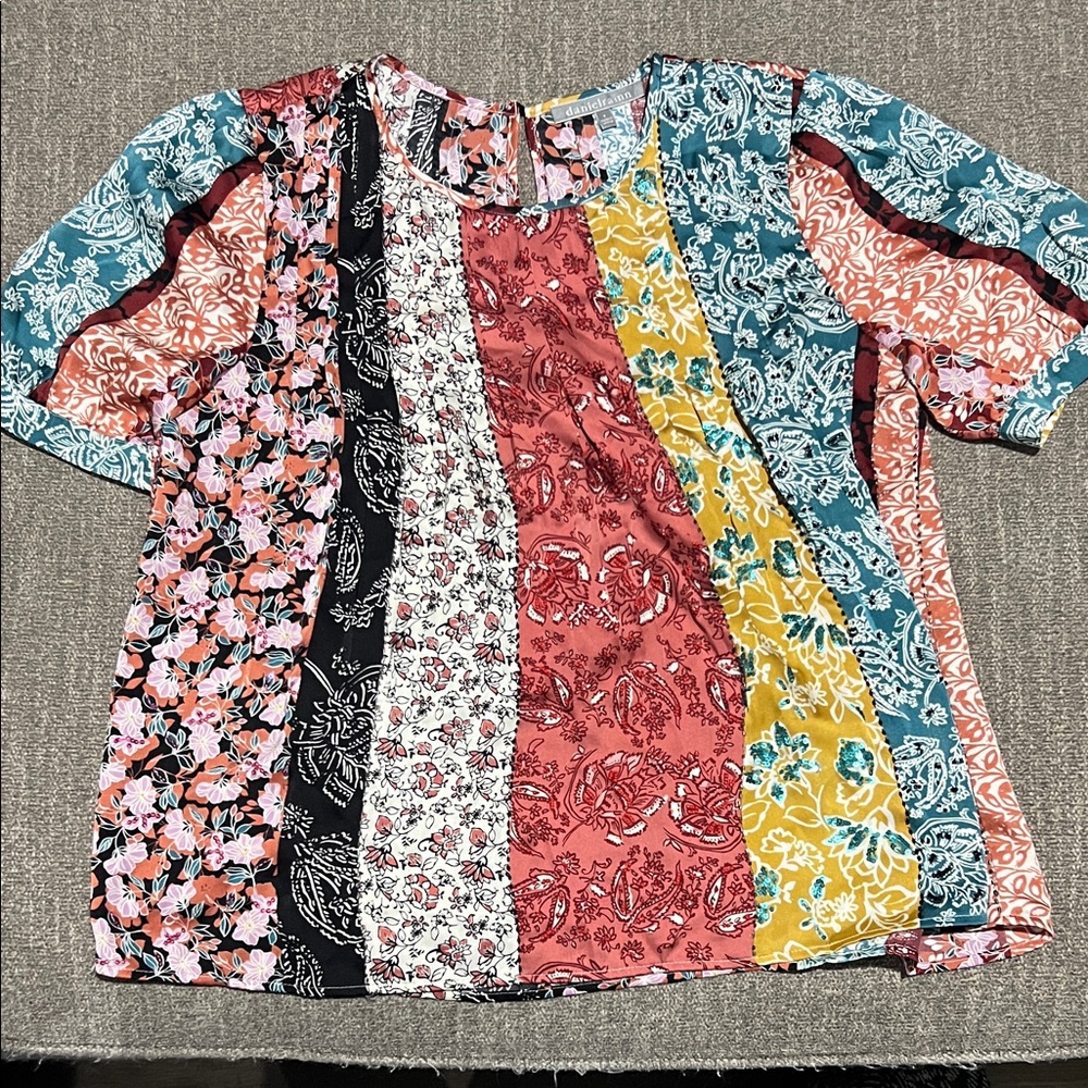 Free People Multicolor Patchwork Top